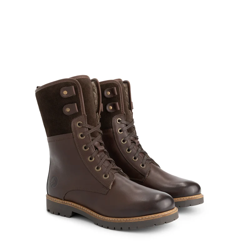 Kongea Damen - Schnürboots - Wolle gefüttert - Dunkelbraun