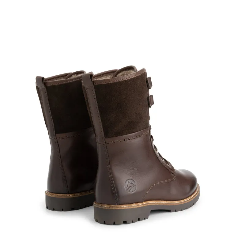 Kongea Damen - Schnürboots - Wolle gefüttert - Dunkelbraun