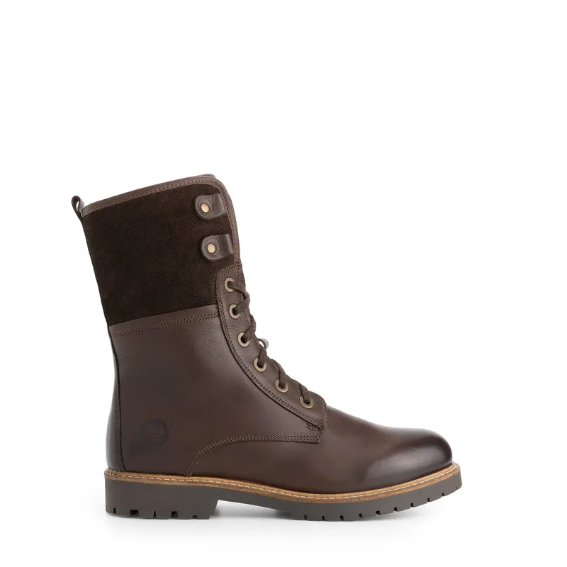 Kongea Damen - Schnürboots - Wolle gefüttert - Dunkelbraun