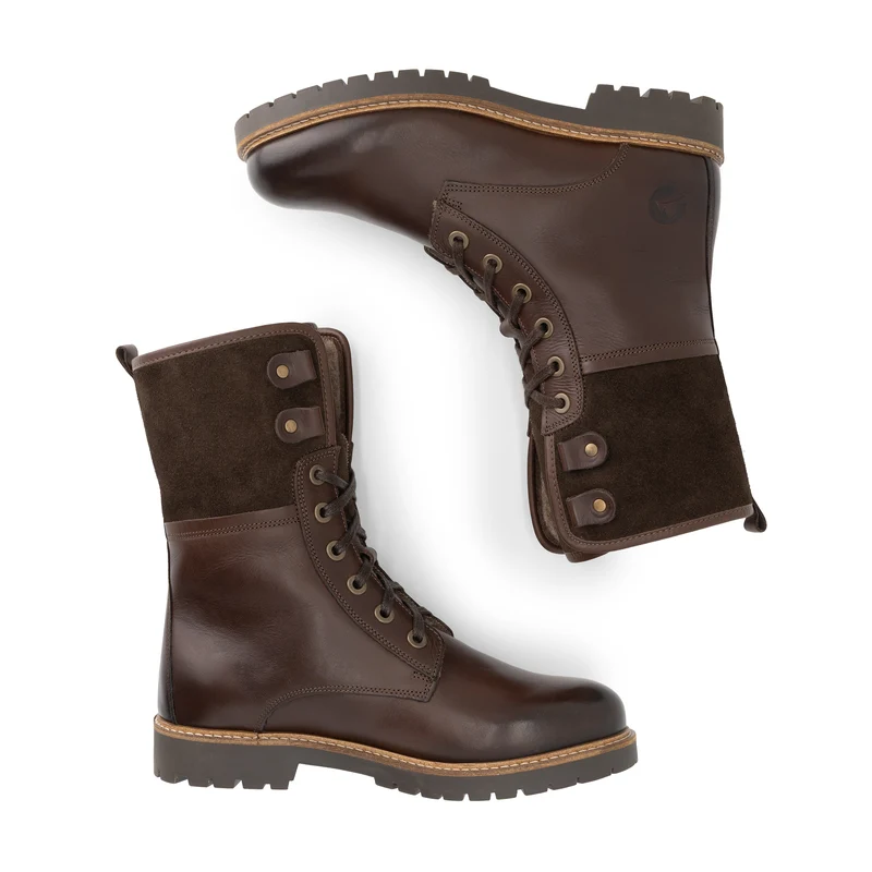 Kongea Damen - Schnürboots - Wolle gefüttert - Dunkelbraun