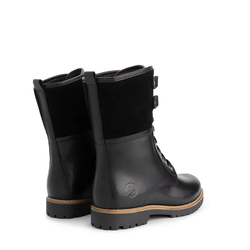 Kongea Damen - Schnürboots - Wolle gefüttert - Schwarz