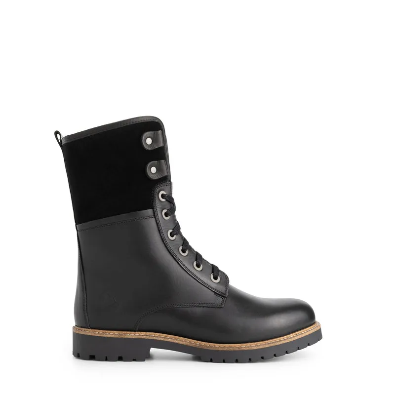 Kongea Damen - Schnürboots - Wolle gefüttert - Schwarz