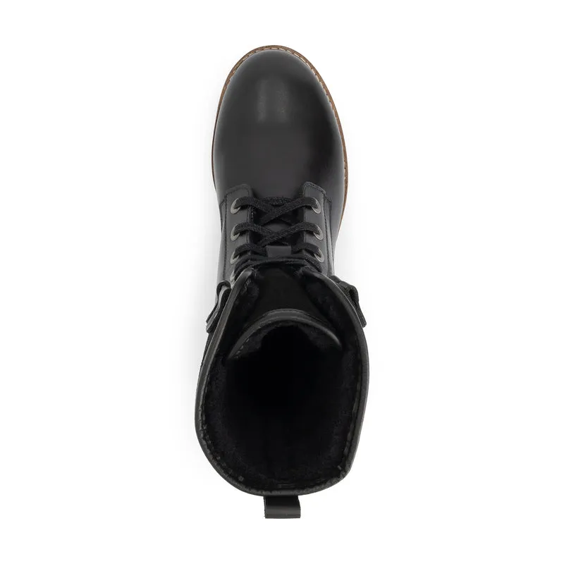 Kongea Damen - Schnürboots - Wolle gefüttert - Schwarz