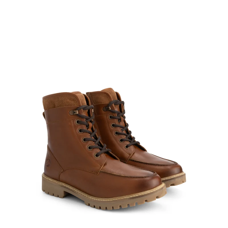 Langstrand Herren - Schnürboots - Wolle gefüttert - Cognac