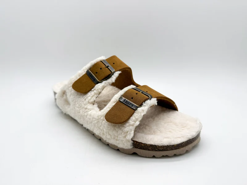 thies 1856 ® Eco Teddy Mixed Sandal vegan cognac teddy