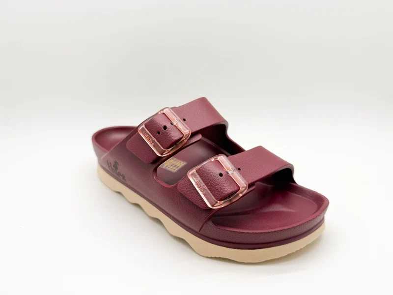 thies 1856 ® Ecofoam Double Sandal vegan bordeaux beige