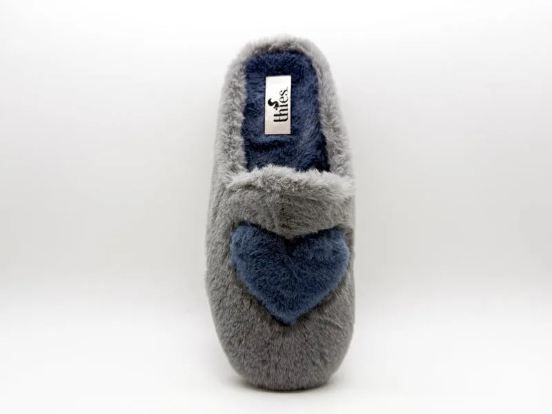 thies 1856 ® Rec Heart Slipper vegan grey love