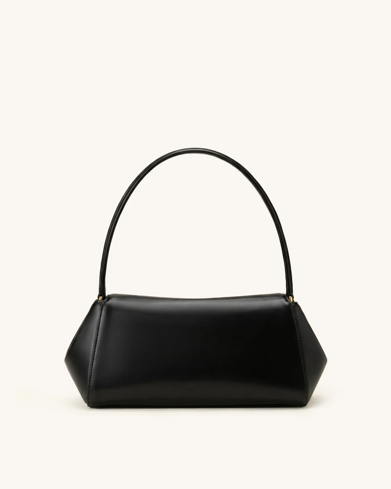 Lucia Schultertasche mit Drehverschluss - Schwarz