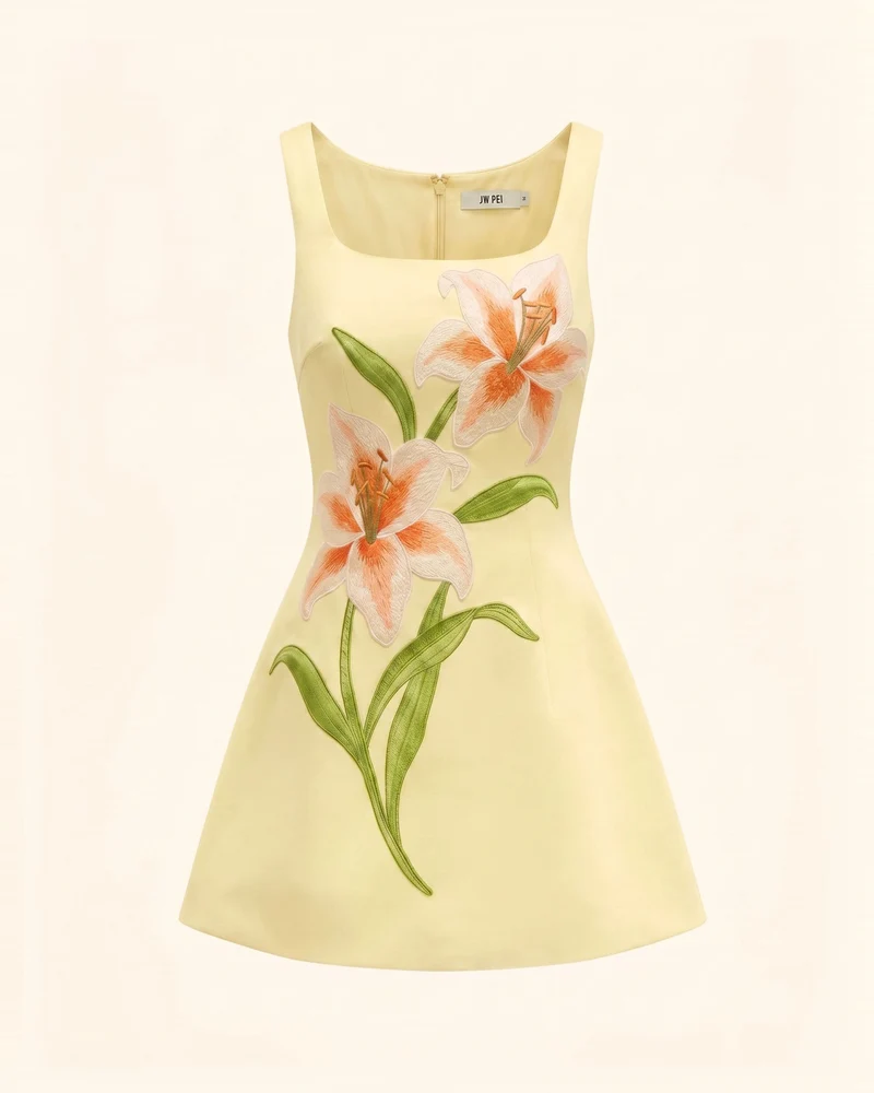 Lily Ärmelloses A-Linien-Minikleid mit Blumenmuster - Gelb