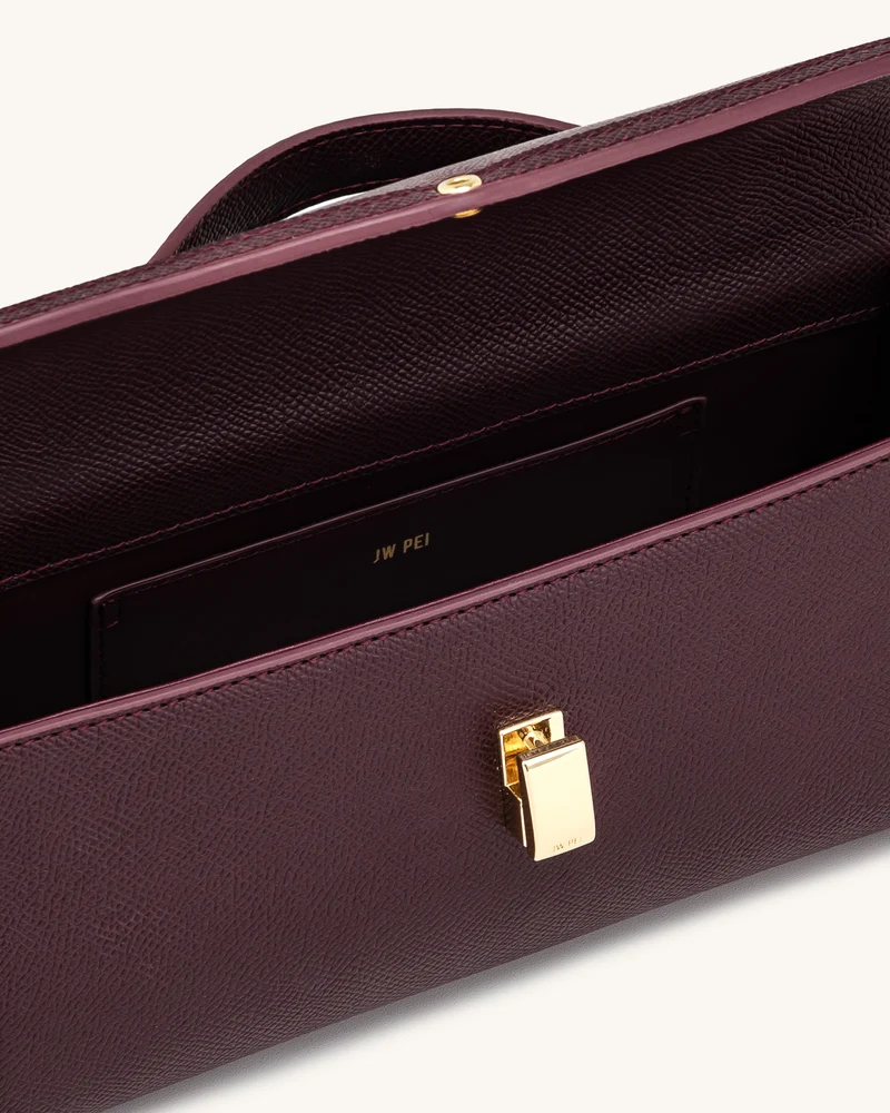 Delphine Saffiano-Henkeltasche - Tiefes Burgunderrot