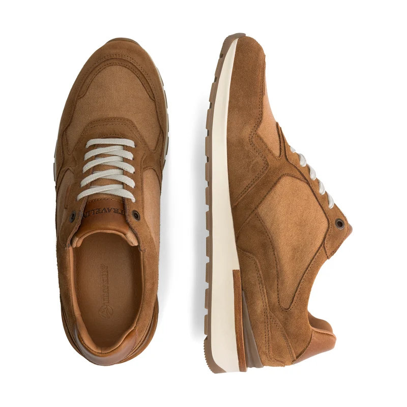 Newberry Herren - Sneaker - Canvas und Wildleder - Cognac
