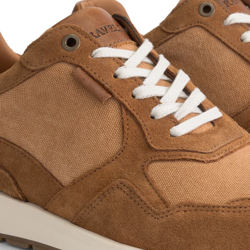 Newberry Herren - Sneaker - Canvas und Wildleder - Cognac
