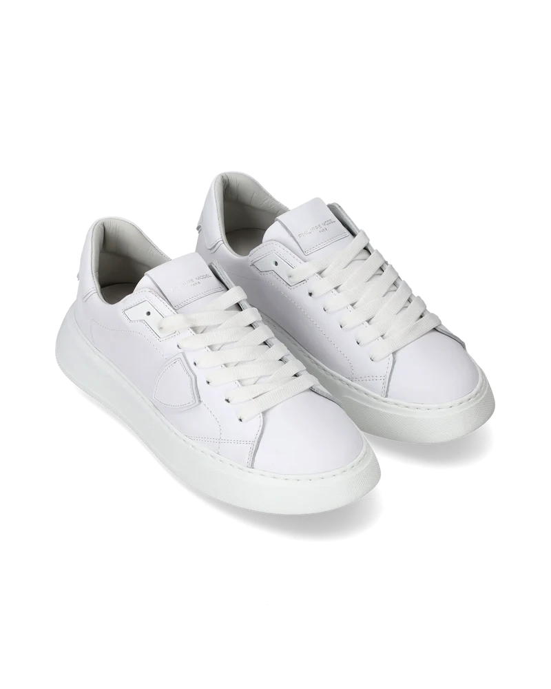 Women's Temple Low-Top Sneakers in Leather, White