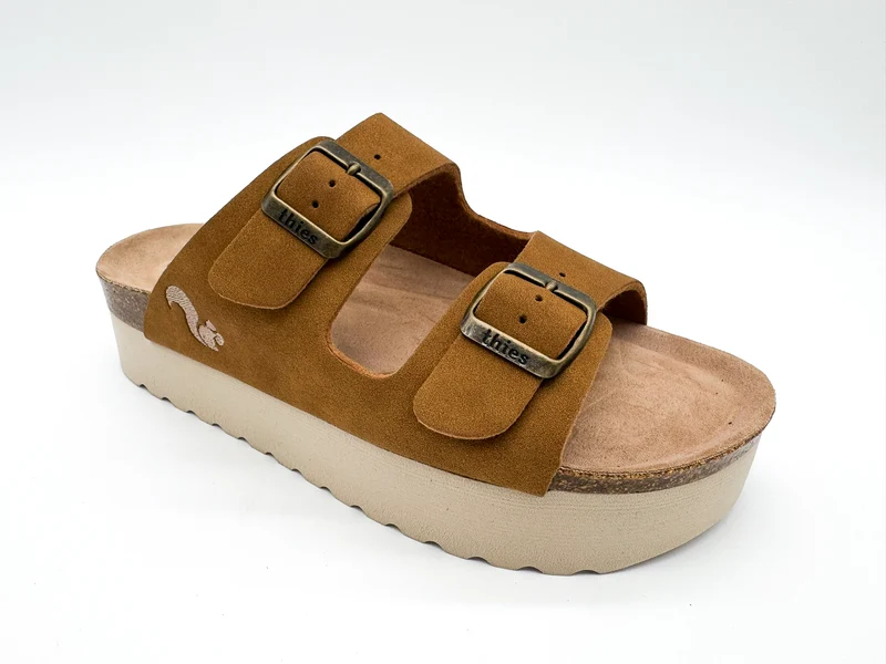 thies 1856 ® Eco Bio Plateau Sandal vegan cognac