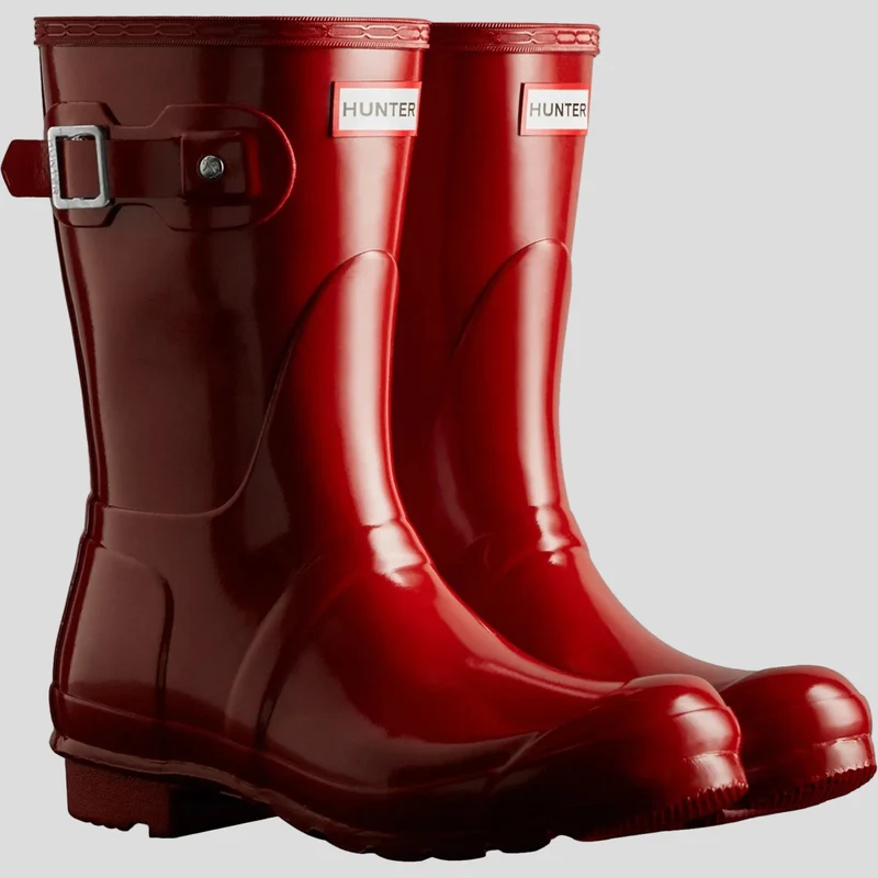 Hunter Original Damen-Kurzstiefel aus Wellington | Glänzendes Militärrot