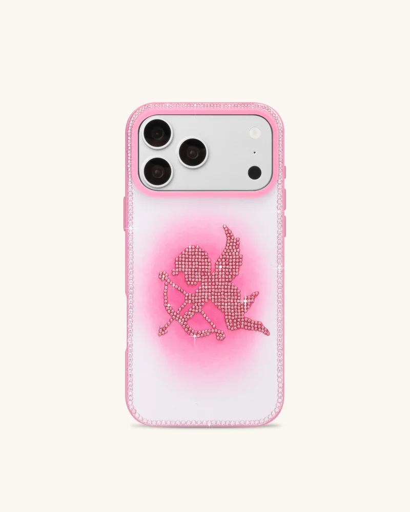Engel-Handyhülle mit Strasssteinen – Pink