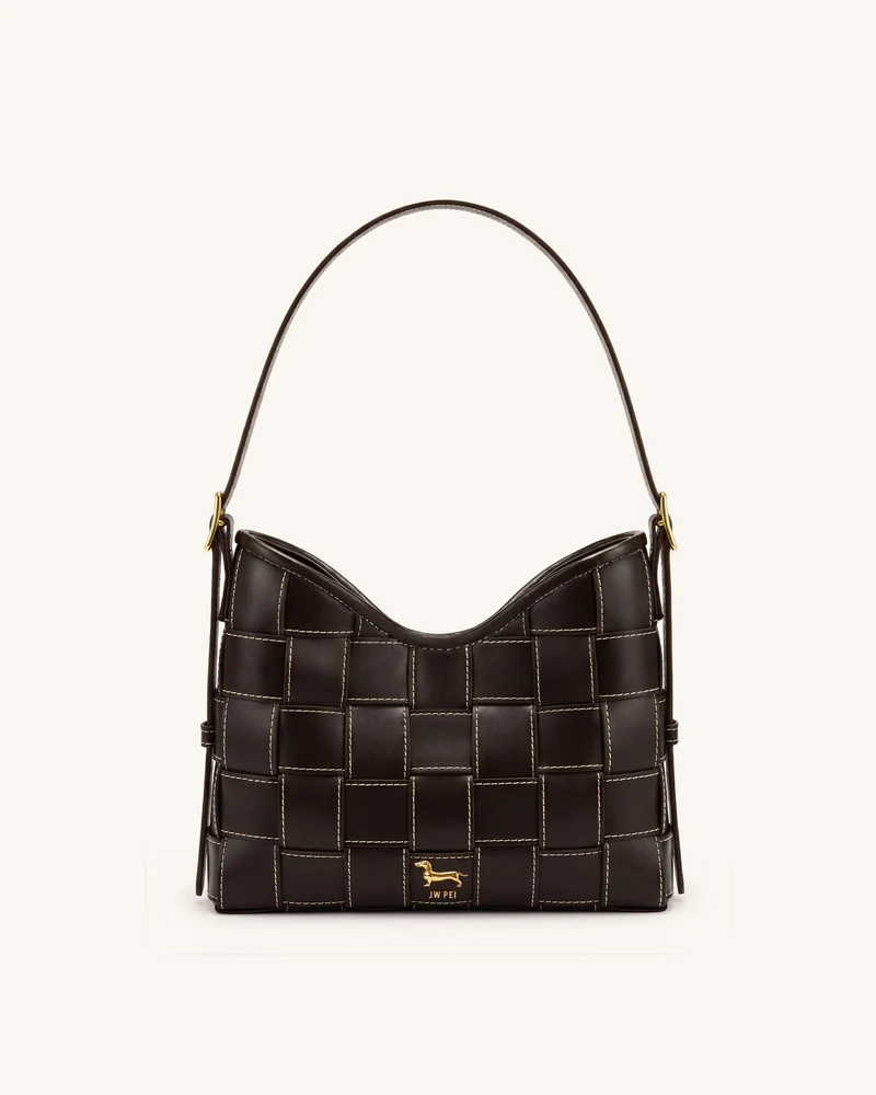 Nadine Gewebte Dackel-Hobo-Tasche – Dunkelbraun