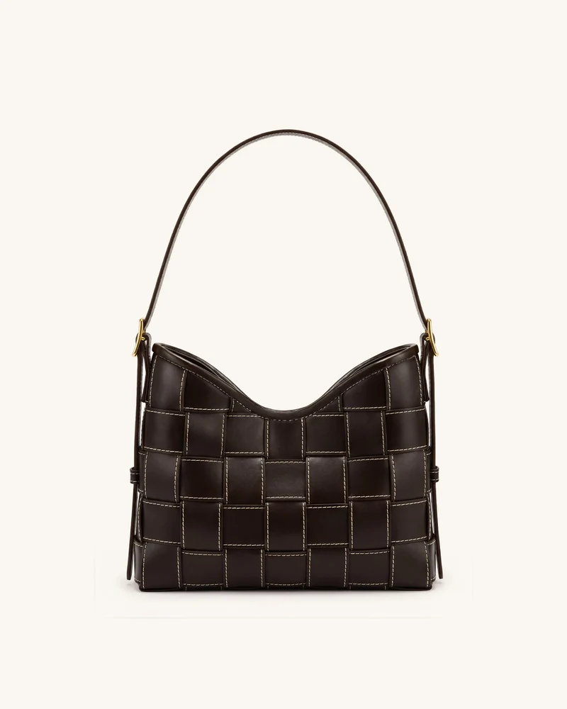 Nadine Gewebte Dackel-Hobo-Tasche – Dunkelbraun