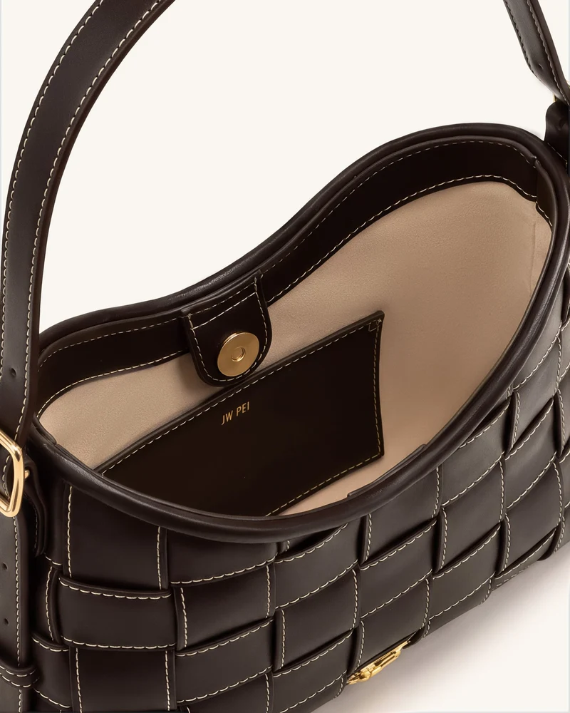 Nadine Gewebte Dackel-Hobo-Tasche – Dunkelbraun