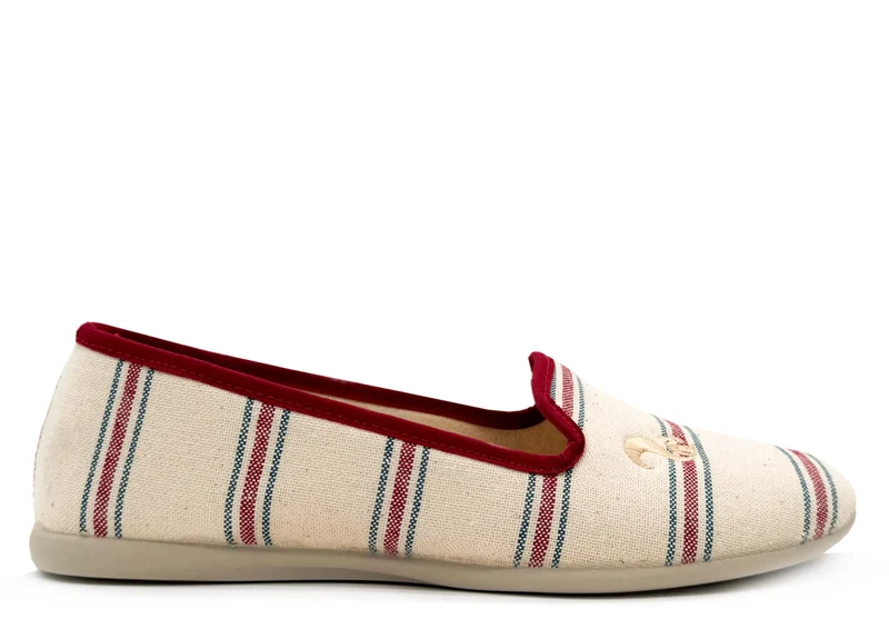 thies 1856 ® Eco Stripe Closed Slipper vegan red blue stripe