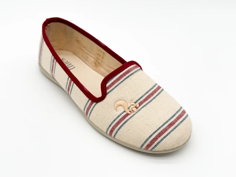thies 1856 ® Eco Stripe Closed Slipper vegan red blue stripe