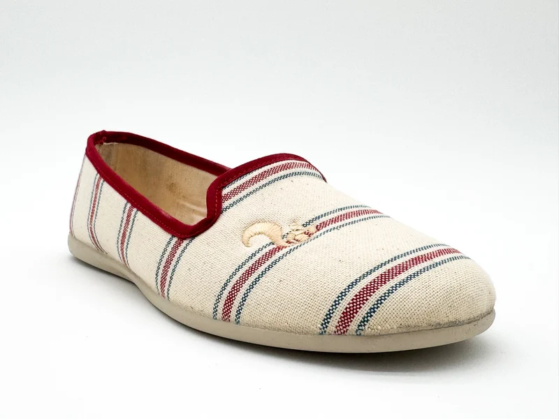 thies 1856 ® Eco Stripe Closed Slipper vegan red blue stripe