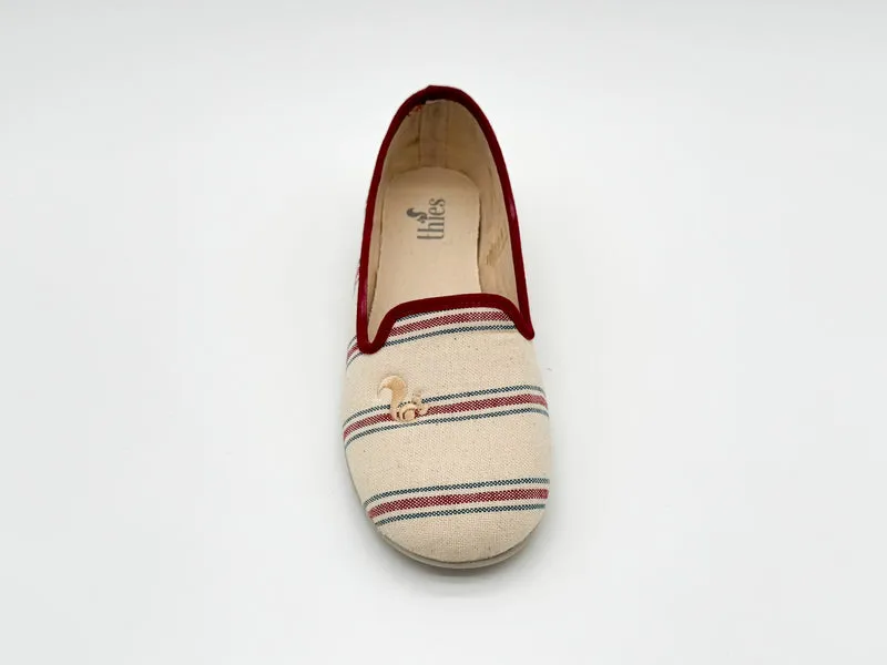 thies 1856 ® Eco Stripe Closed Slipper vegan red blue stripe