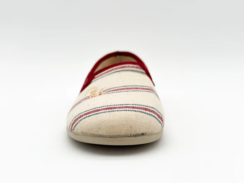 thies 1856 ® Eco Stripe Closed Slipper vegan red blue stripe