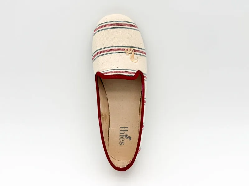 thies 1856 ® Eco Stripe Closed Slipper vegan red blue stripe