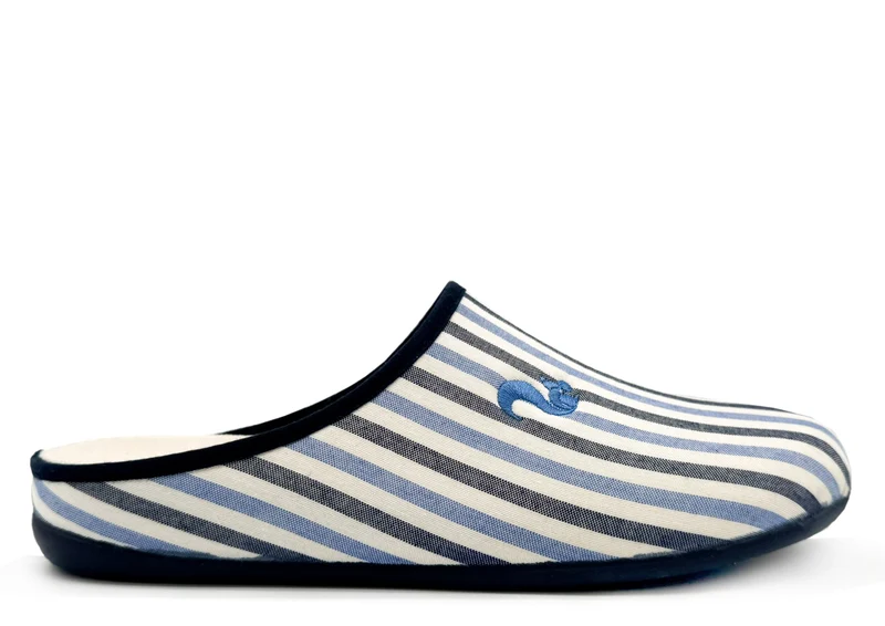 thies 1856 ® Eco Pyjama Slipper vegan blue stripe