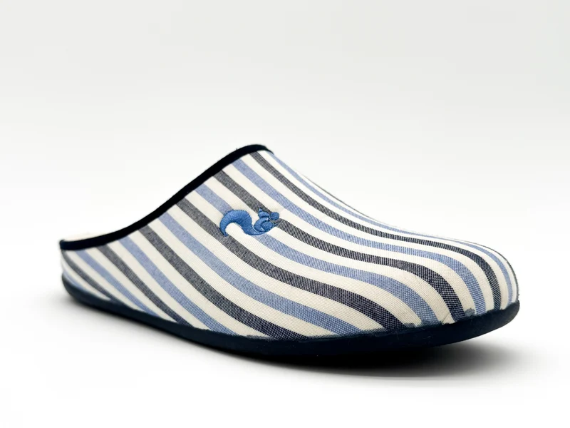 thies 1856 ® Eco Pyjama Slipper vegan blue stripe