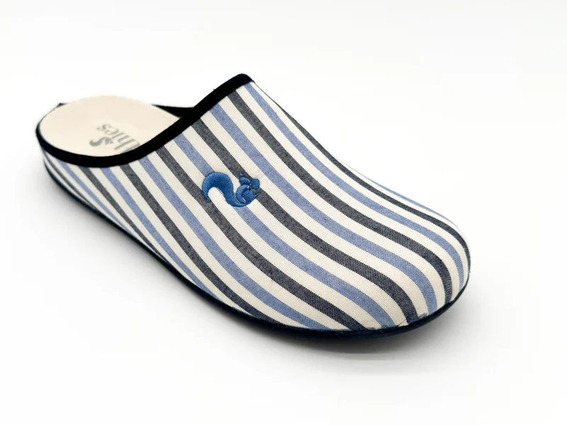 thies 1856 ® Eco Pyjama Slipper vegan blue stripe