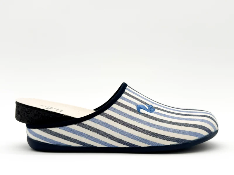 thies 1856 ® Eco Pyjama Slipper vegan blue stripe