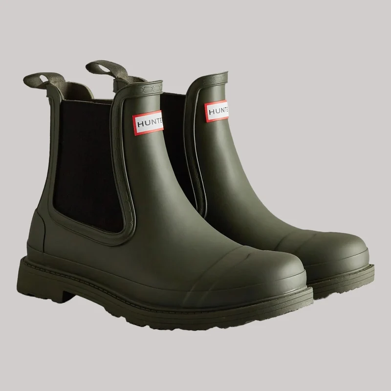 Hunter Männer Kommando Chelsea Gummistiefel | Dunkeloliv