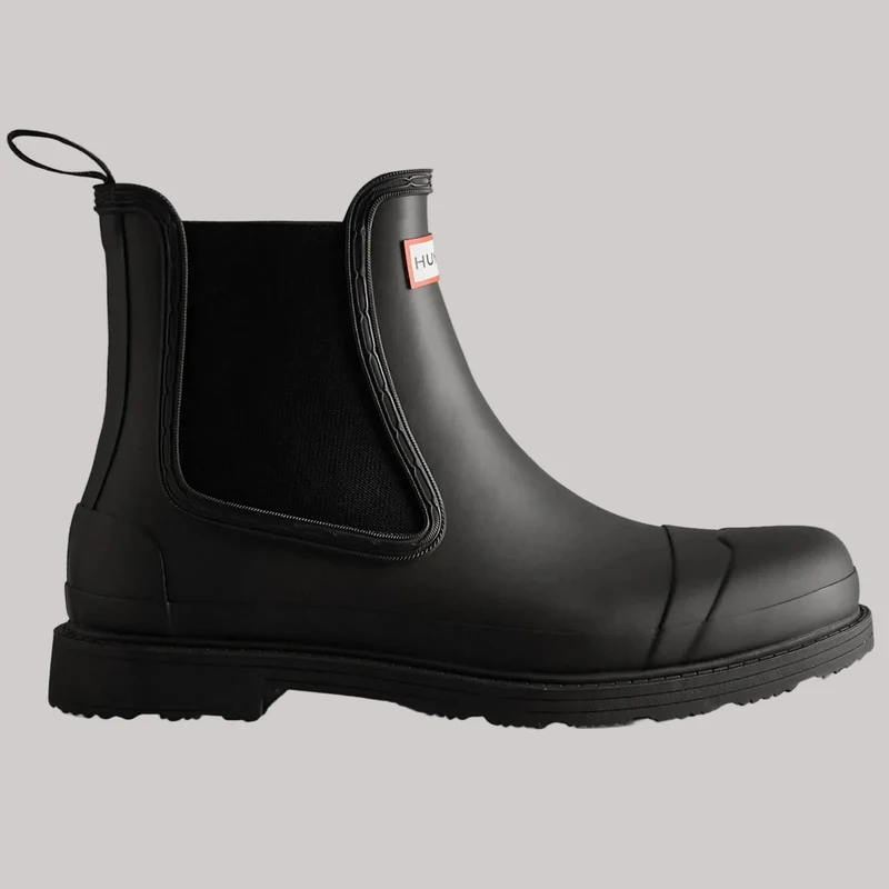 Hunter Männer Kommando Chelsea Gummistiefel | Schwarz