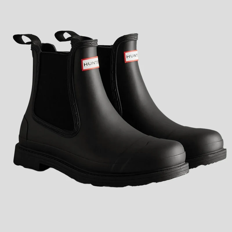 Hunter Männer Kommando Chelsea Gummistiefel | Schwarz