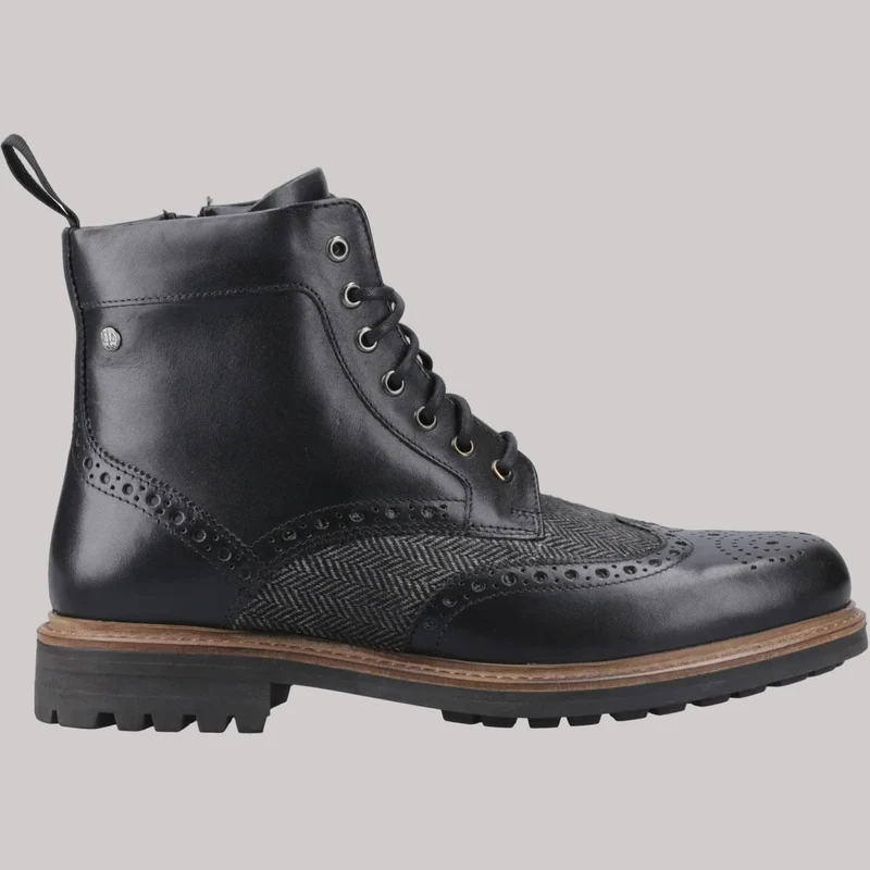 Hunter Herren-Brogue-Stiefelette | Schwarz