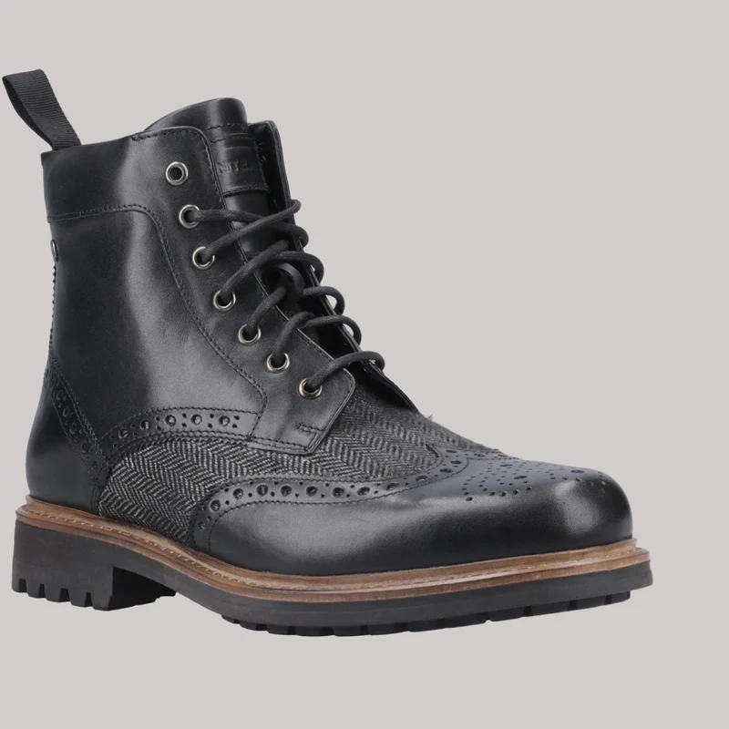 Hunter Herren-Brogue-Stiefelette | Schwarz