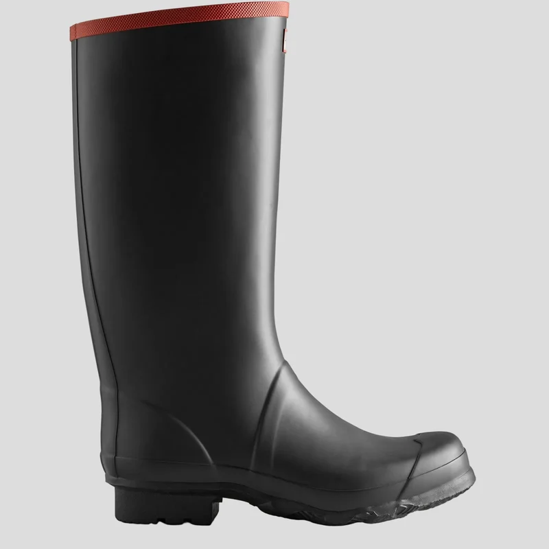 Hunter Unisex-Gummistiefel mit Argyll-Muster und hohem Knie | Schwarz