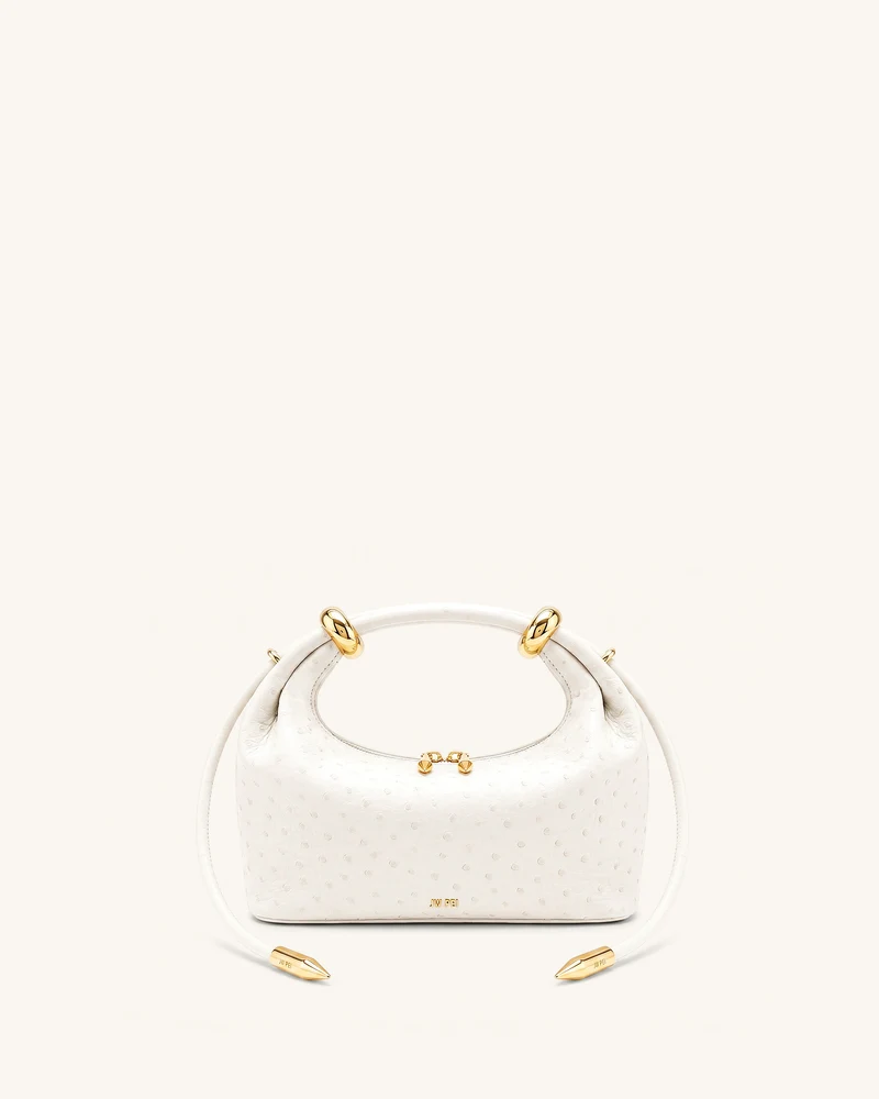 Ellie Handtasche mit Metallring-Detail – Cremeweiß