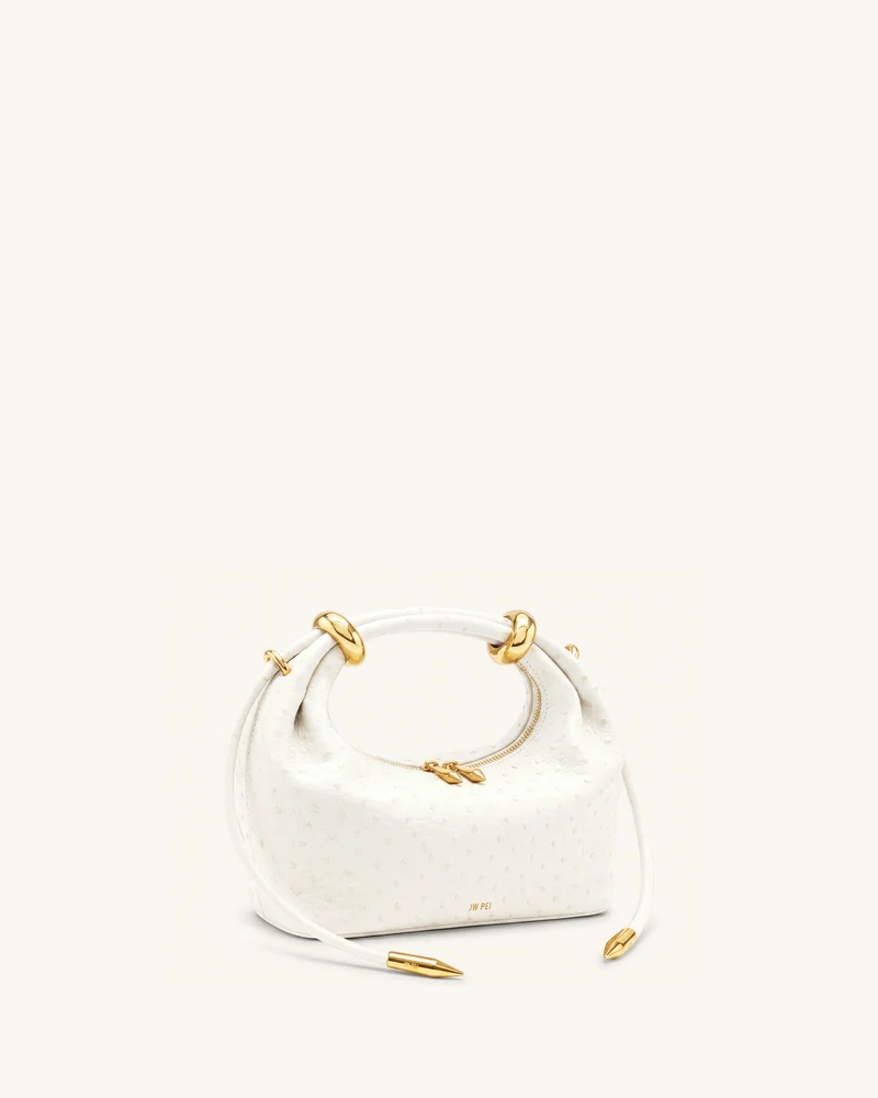 Ellie Handtasche mit Metallring-Detail – Cremeweiß