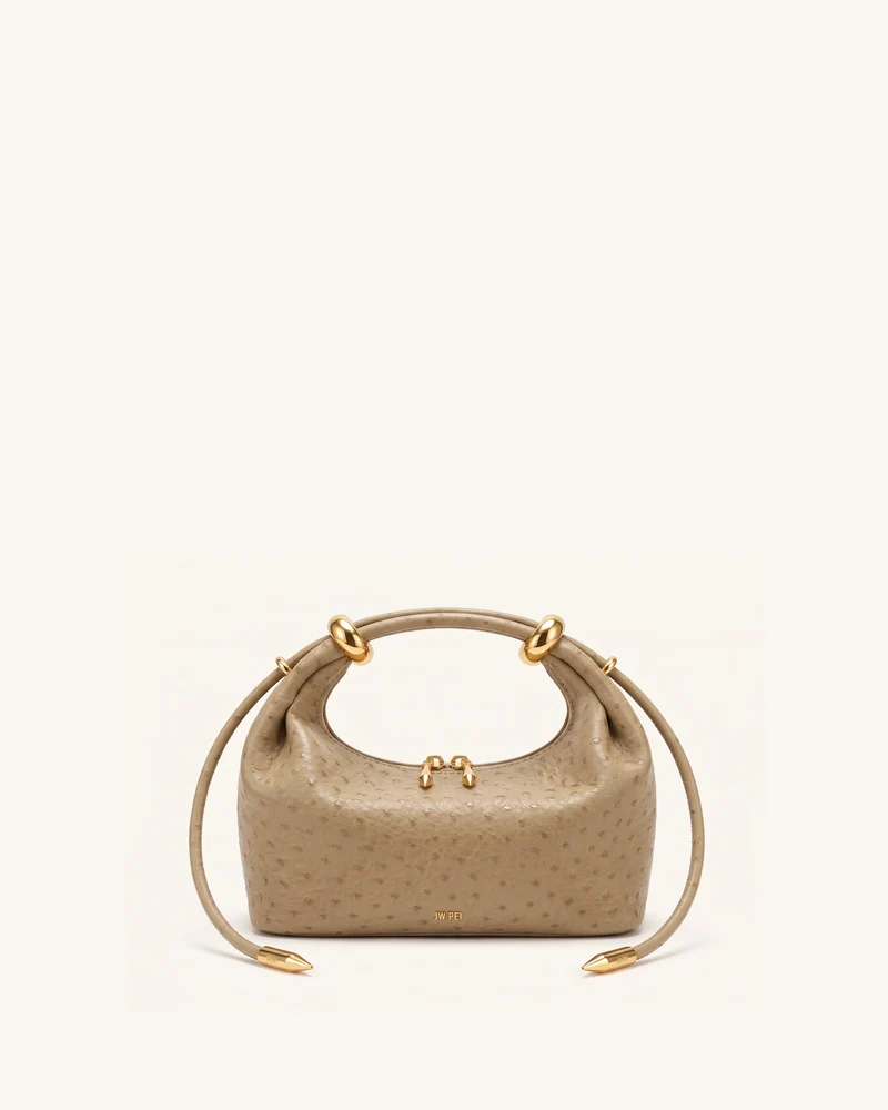 Ellie Handtasche mit Metallring-Detail – Braun-Aprikose