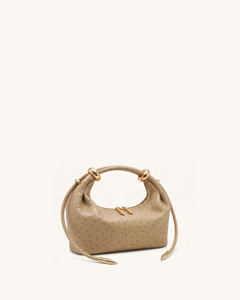 Ellie Handtasche mit Metallring-Detail – Braun-Aprikose