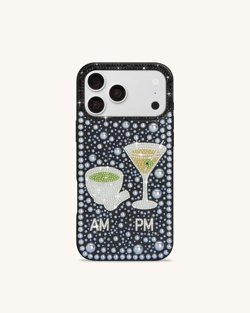 Pearl Handyhülle mit Martini-Verzierung - Schwarz