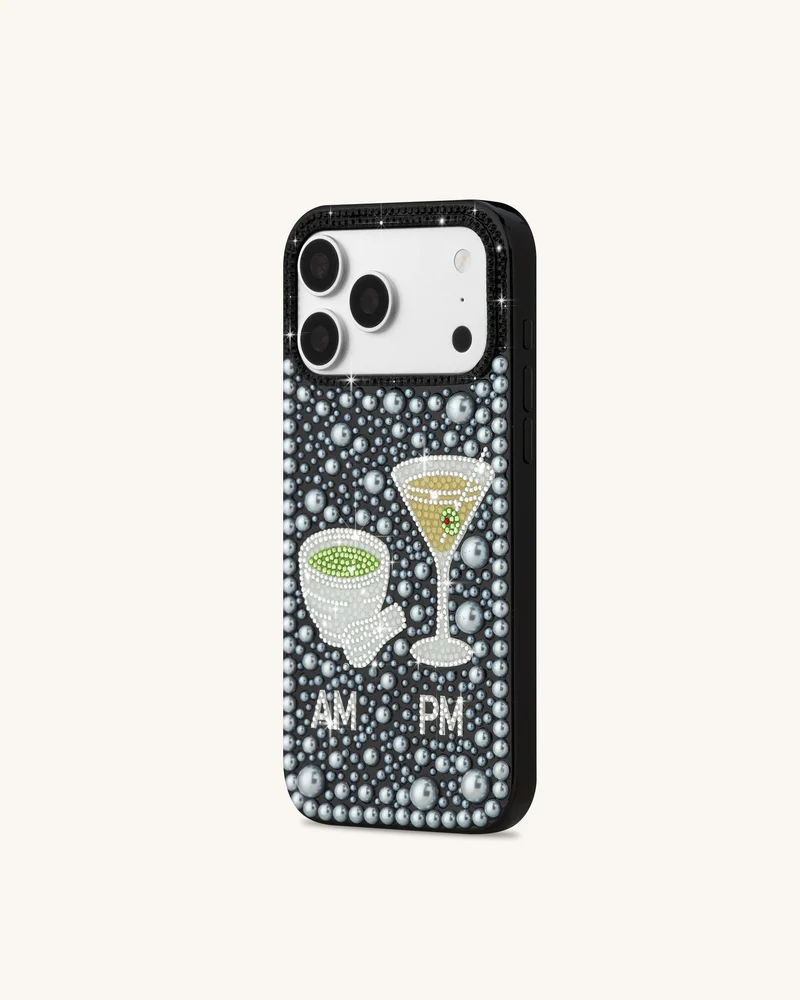 Pearl Handyhülle mit Martini-Verzierung - Schwarz