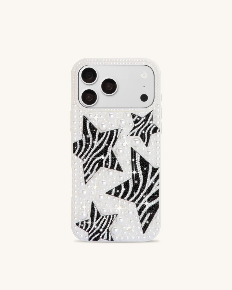 Zebra Star Pearl Handyhülle - Weiß
