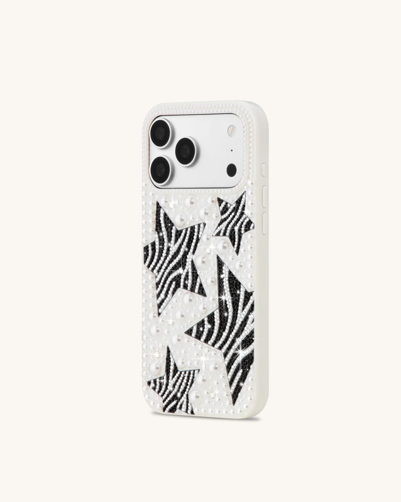 Zebra Star Pearl Handyhülle - Weiß