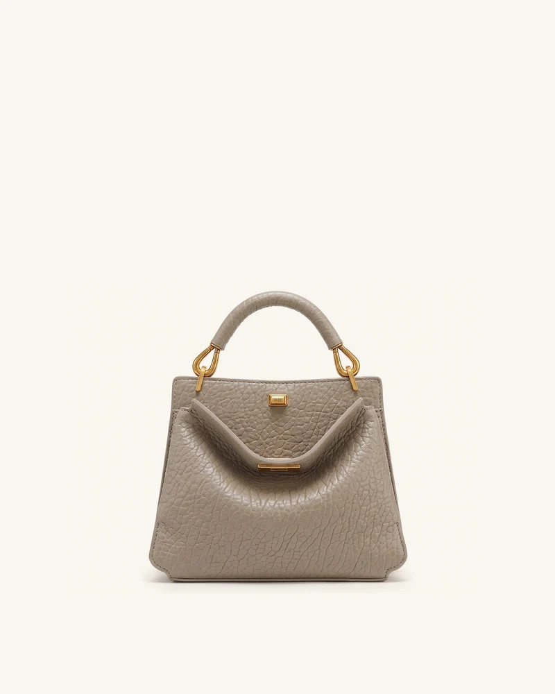 Lucia Henkeltasche in Elefanten-Optik - Steingrau