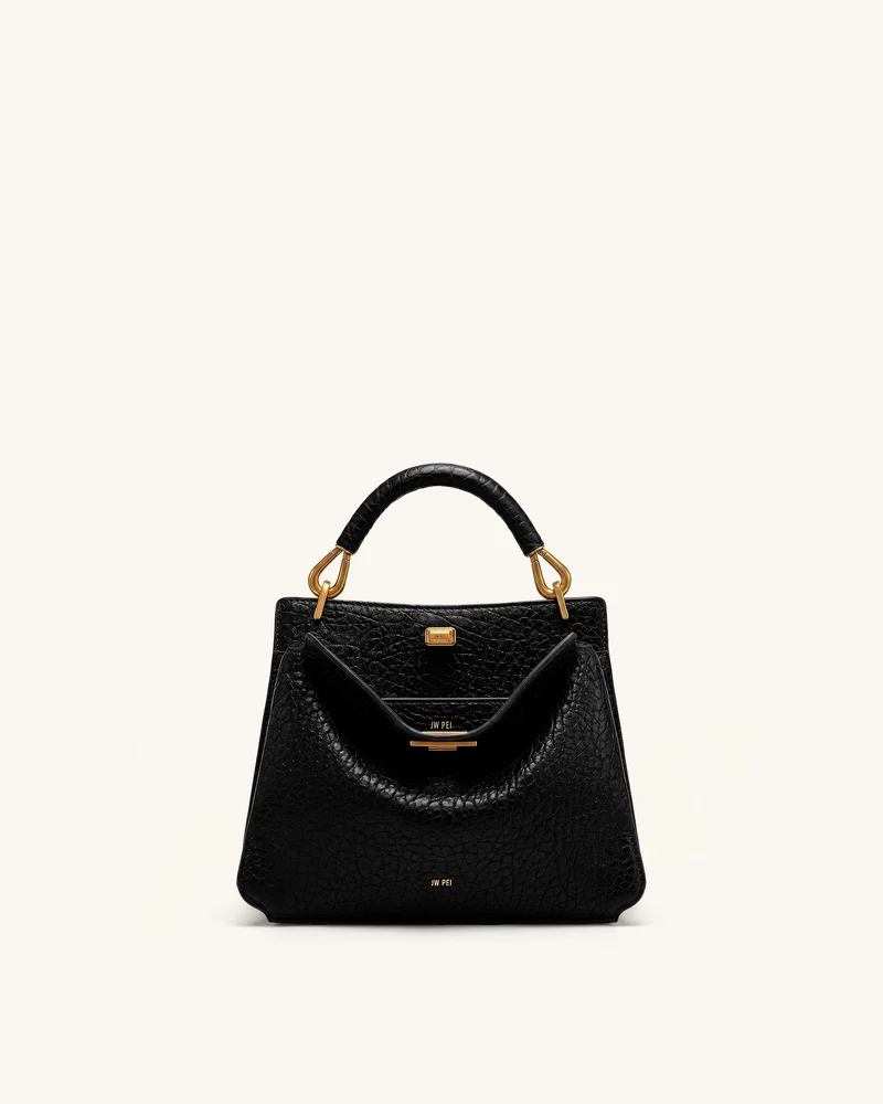 Lucia Henkeltasche in Elefanten-Optik - Schwarz