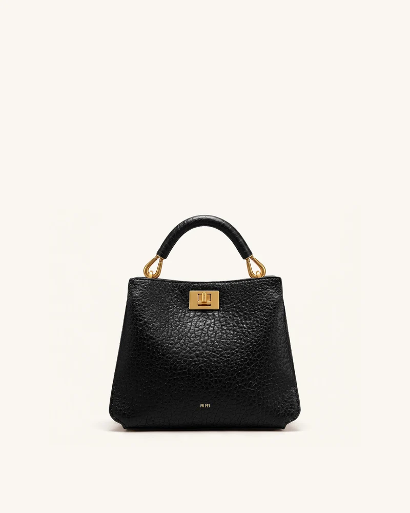 Lucia Henkeltasche in Elefanten-Optik - Schwarz